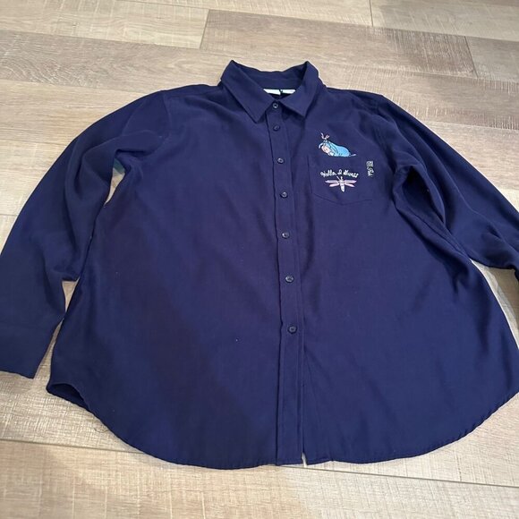 DISNEY WOMENS XL EEYORE LONG SLEEVE BLUE VELVET SHIRT - Picture 2 of 8